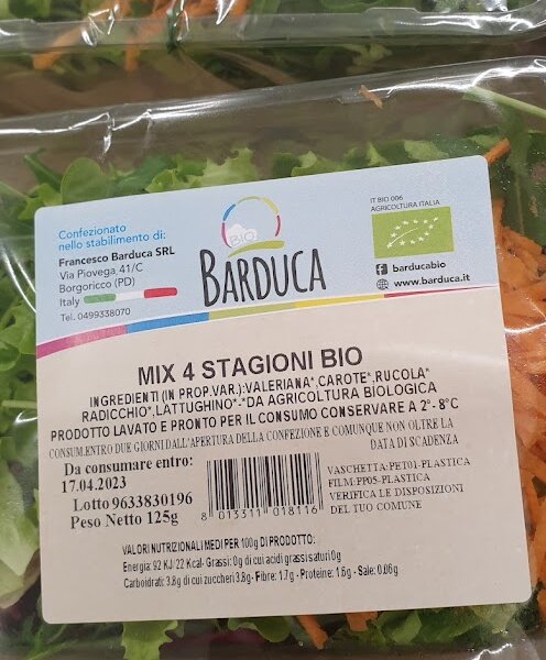 Gran Mix Bio- Organically farmed baby salad leaves grown as part of the “agro-centuriato” project